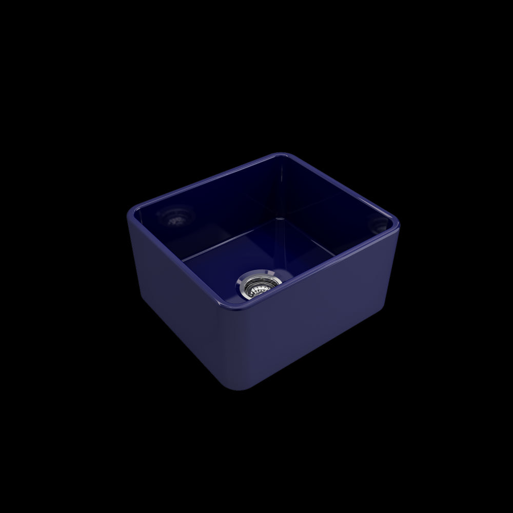 Farmhouse Apron Front Fireclay 20 in. Single Bowl Kitchen Sink with Protective Bottom Grid and Strainer in Sapphire Blue