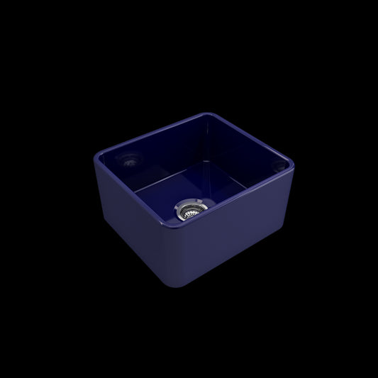 Farmhouse Apron Front Fireclay 20 in. Single Bowl Kitchen Sink with Protective Bottom Grid and Strainer in Sapphire Blue