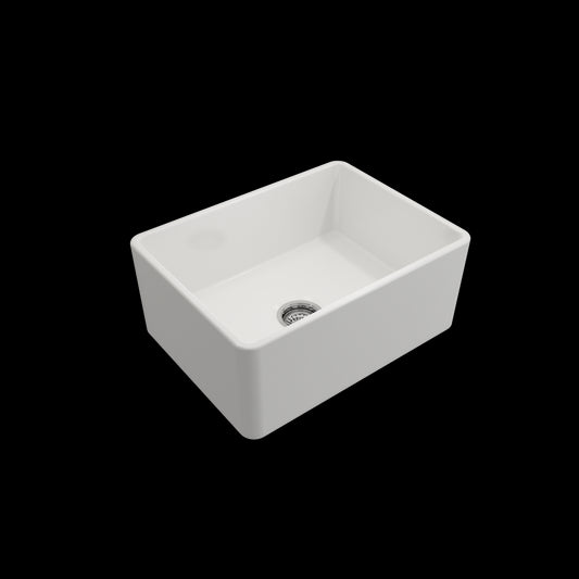 Farmhouse Apron Front Fireclay 24 in. Single Bowl Kitchen Sink with Protective Bottom Grid and Strainer in White