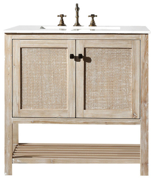 36" Solid Wood Sink Vanity with Marble Top from Legion Furniture