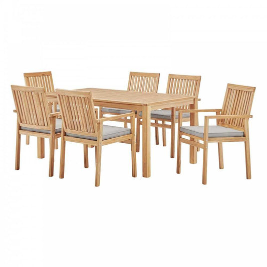 Farmstay 7 Piece Outdoor Patio Teak Wood Dining Set