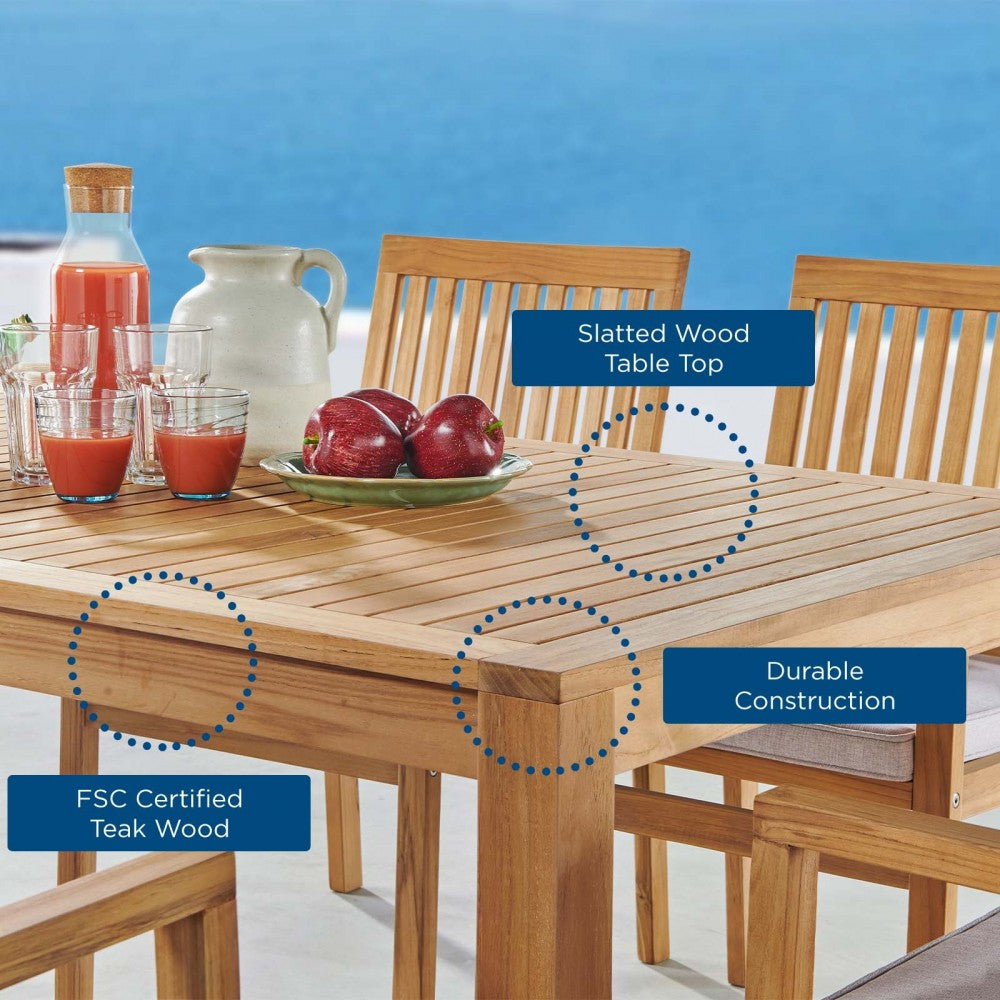 Farmstay 7 Piece Outdoor Patio Teak Wood Dining Set