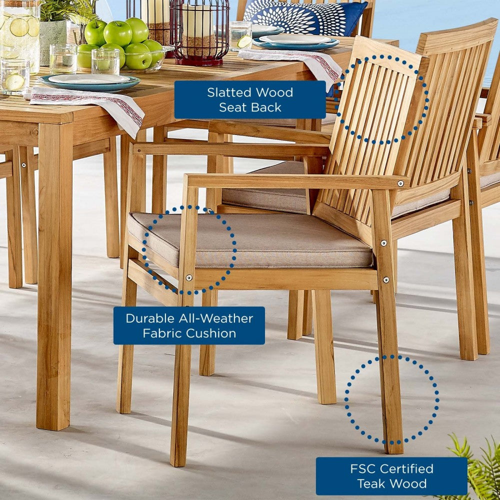Farmstay Outdoor Patio Teak Dining Armchair Set of 2
