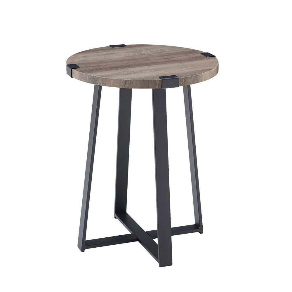 Faux Wrap Leg Rustic Side Table - Gray Wash