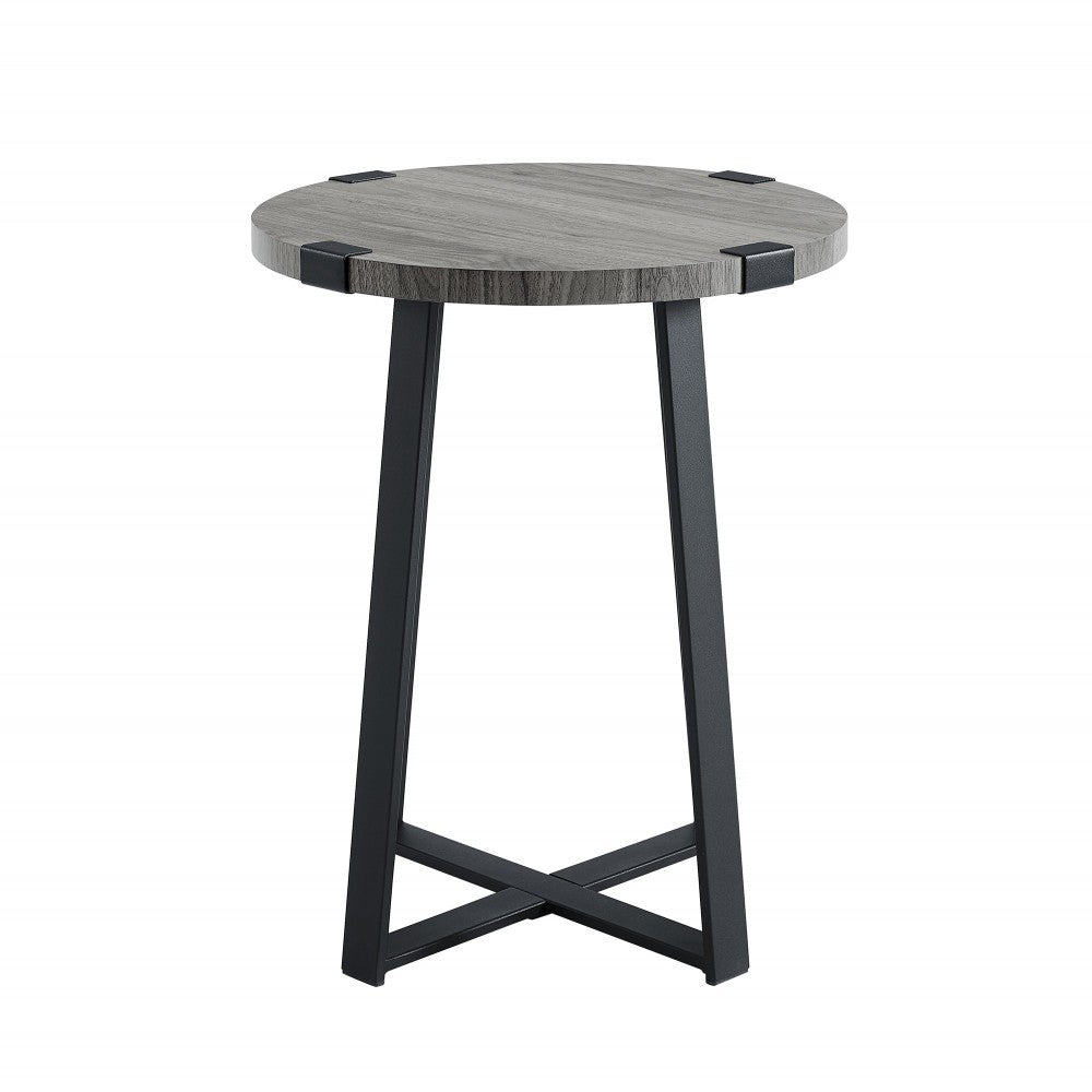 Faux Wrap Leg Rustic Side Table - Slate Gray