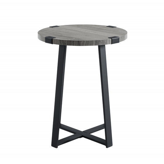 Faux Wrap Leg Rustic Side Table - Slate Gray