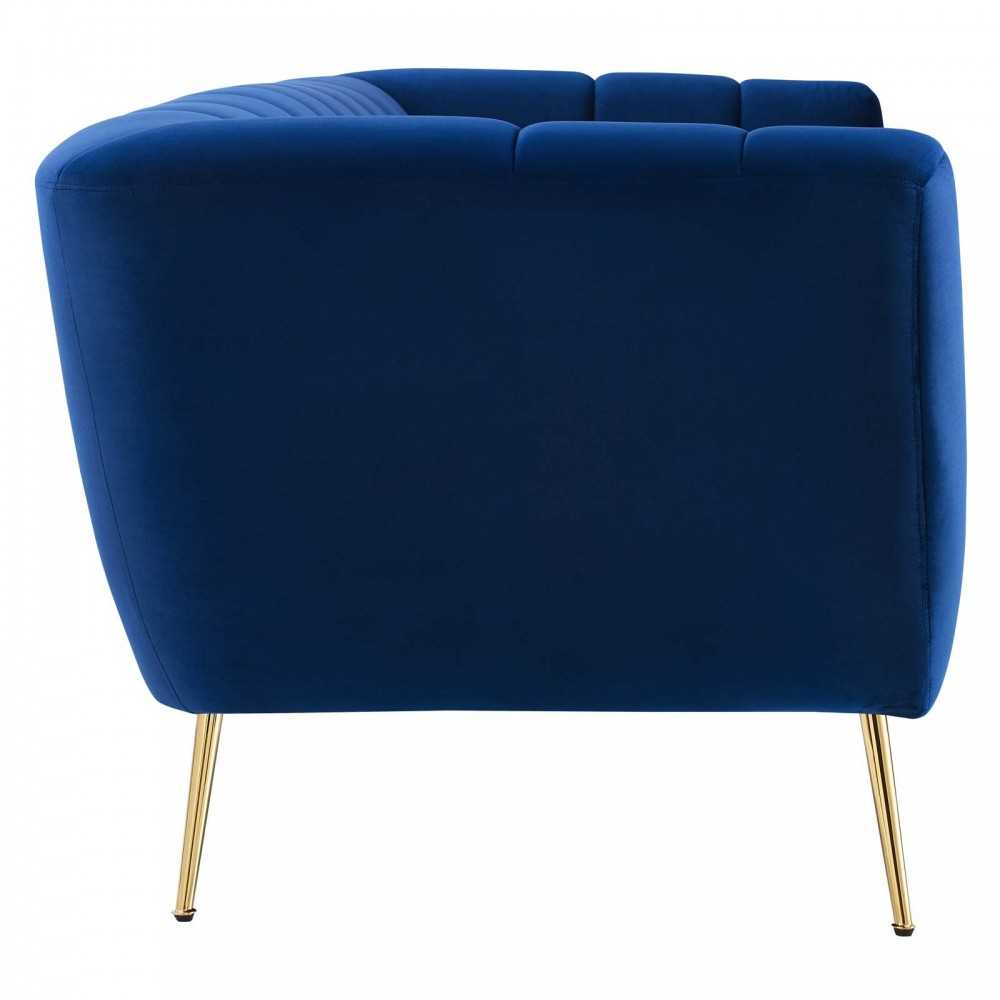 Favour Channel Tufted Performance Velvet Sofa, Navy