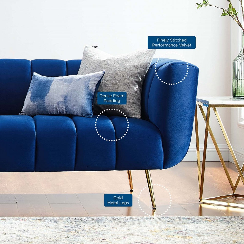 Favour Channel Tufted Performance Velvet Sofa, Navy