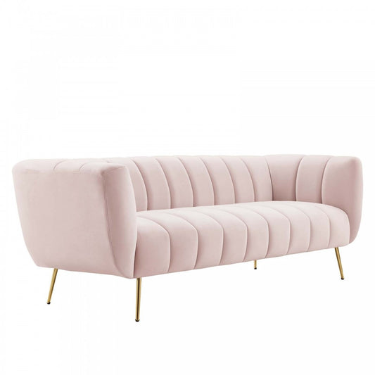 Favour Channel Tufted Performance Velvet Sofa, Pink