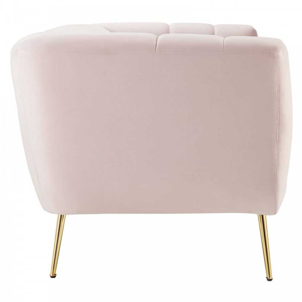 Favour Channel Tufted Performance Velvet Sofa, Pink