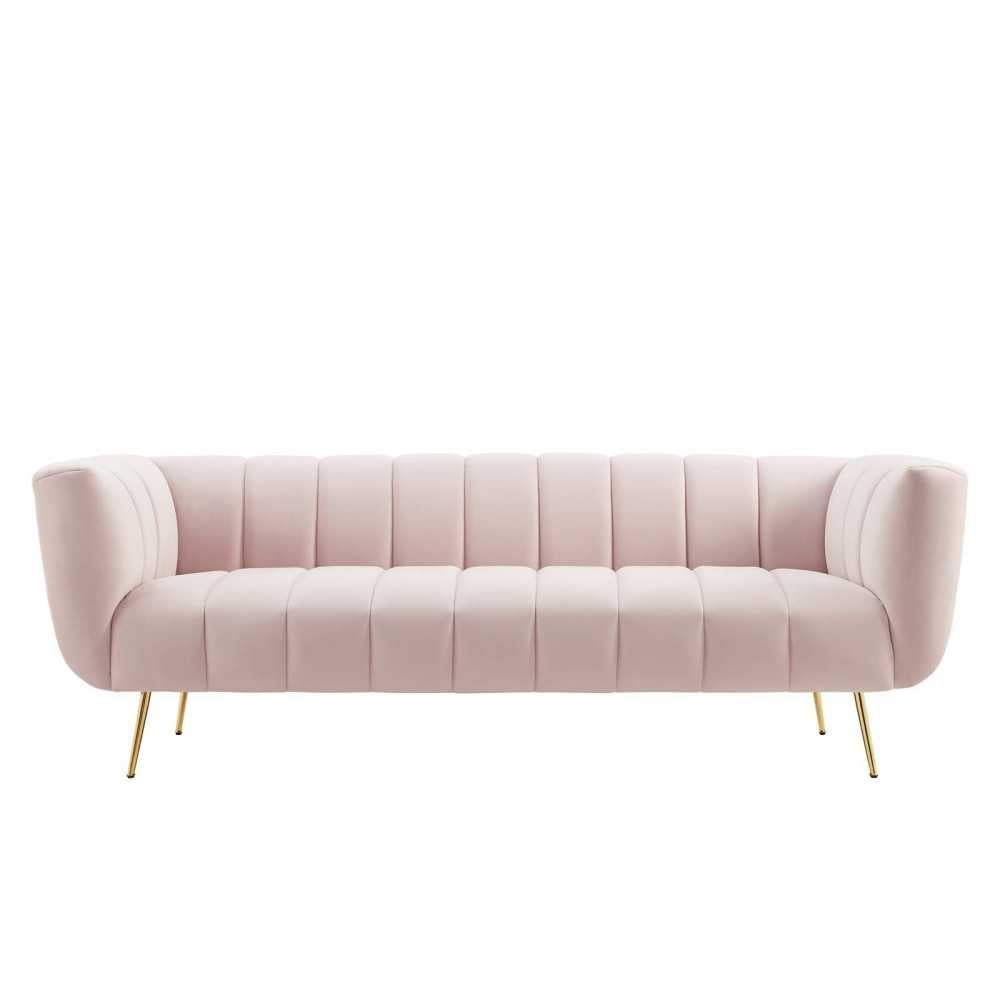 Favour Channel Tufted Performance Velvet Sofa, Pink