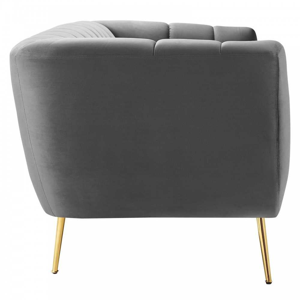 Favour Channel Tufted Performance Velvet Sofa, Gray