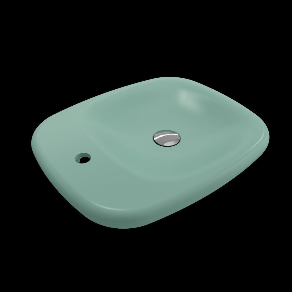 Fenice Vessel Fireclay 21.75 in. 1-Hole in Matte Mint Green