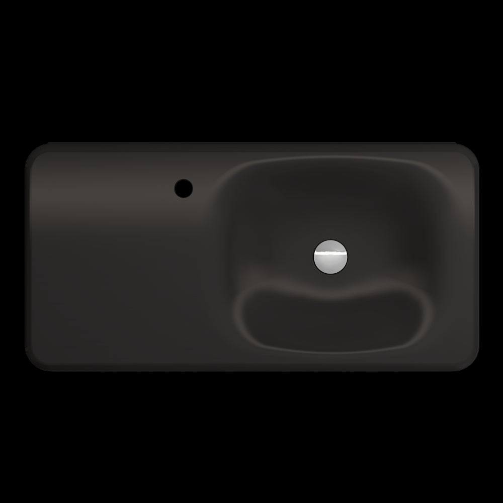 Fenice Wall-Mounted Sink Fireclay 35.5 in. 1-Hole in Matte Black