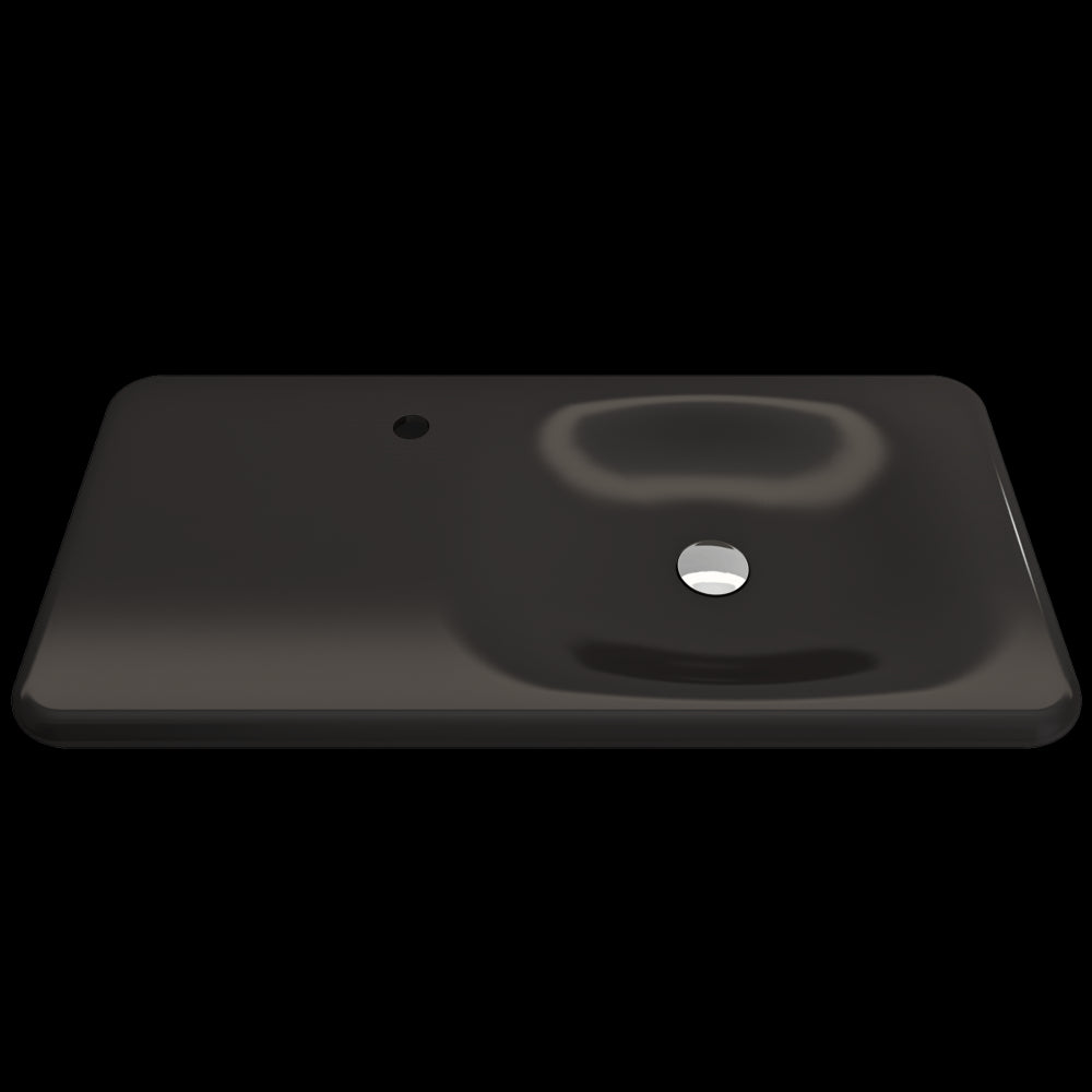 Fenice Wall-Mounted Sink Fireclay 35.5 in. 1-Hole in Matte Black