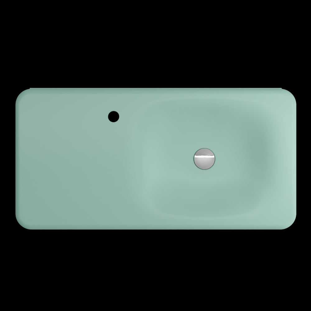 Fenice Wall-Mounted Sink Fireclay 35.5 in. 1-Hole in Matte Mint Green