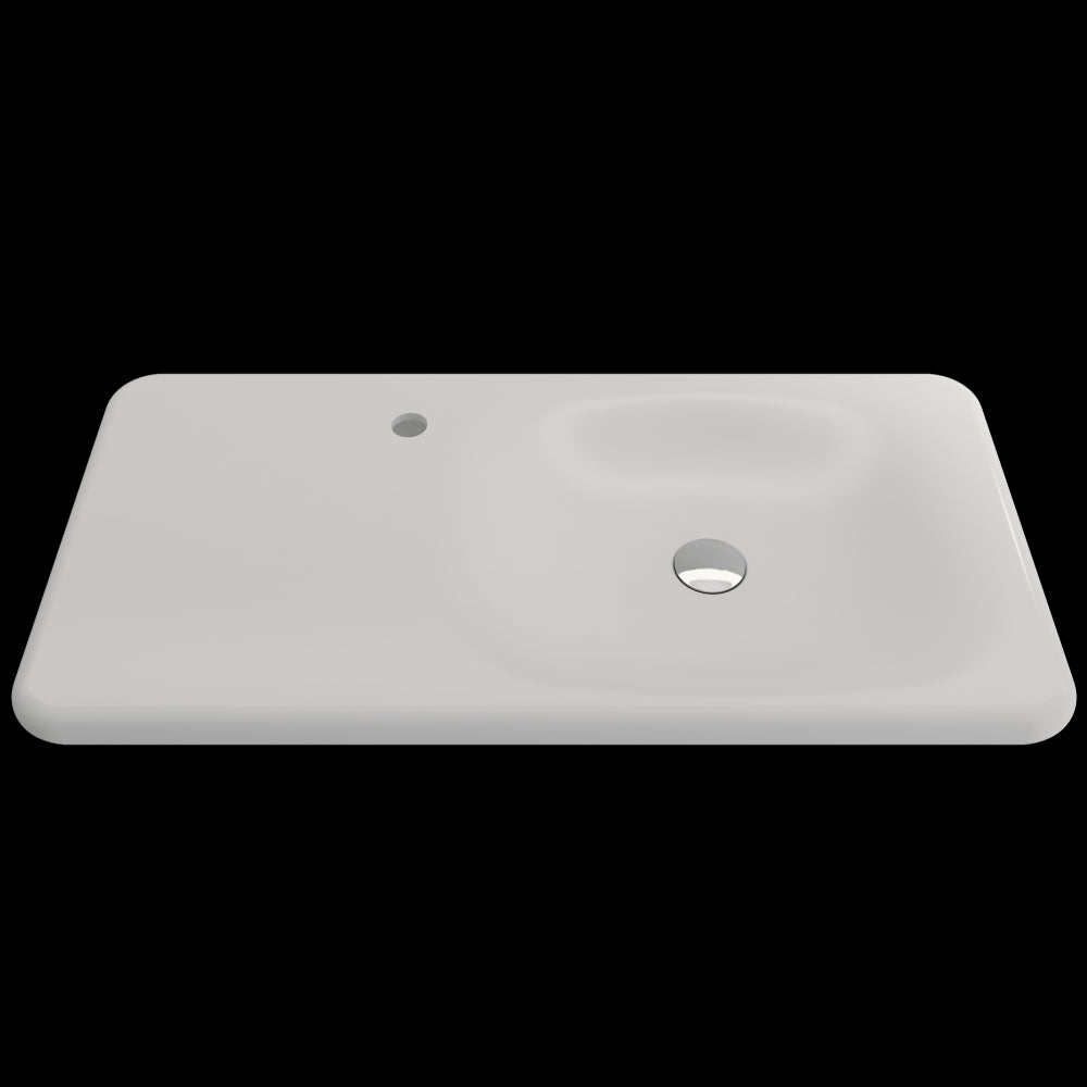 Fenice Wall-Mounted Sink Fireclay 35.5 in. 1-Hole in Matte White