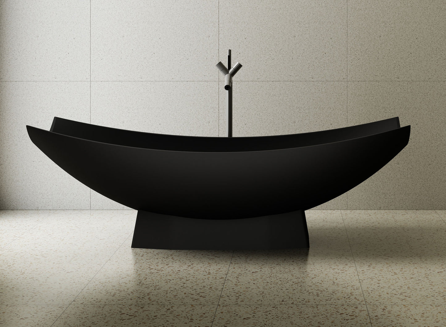 Black Matte 71" Solid Surface Resin Free Standing Hammock Style Bathtub
