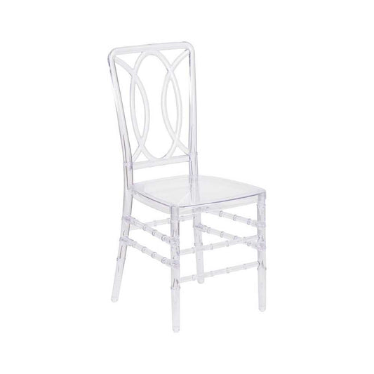 Flash Elegance Crystal Ice Stacking Chair with Designer Back