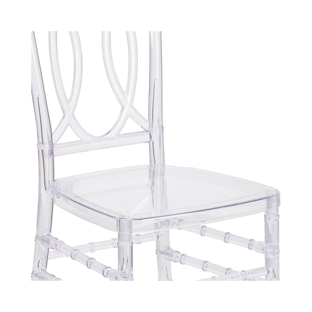 Flash Elegance Crystal Ice Stacking Chair with Designer Back