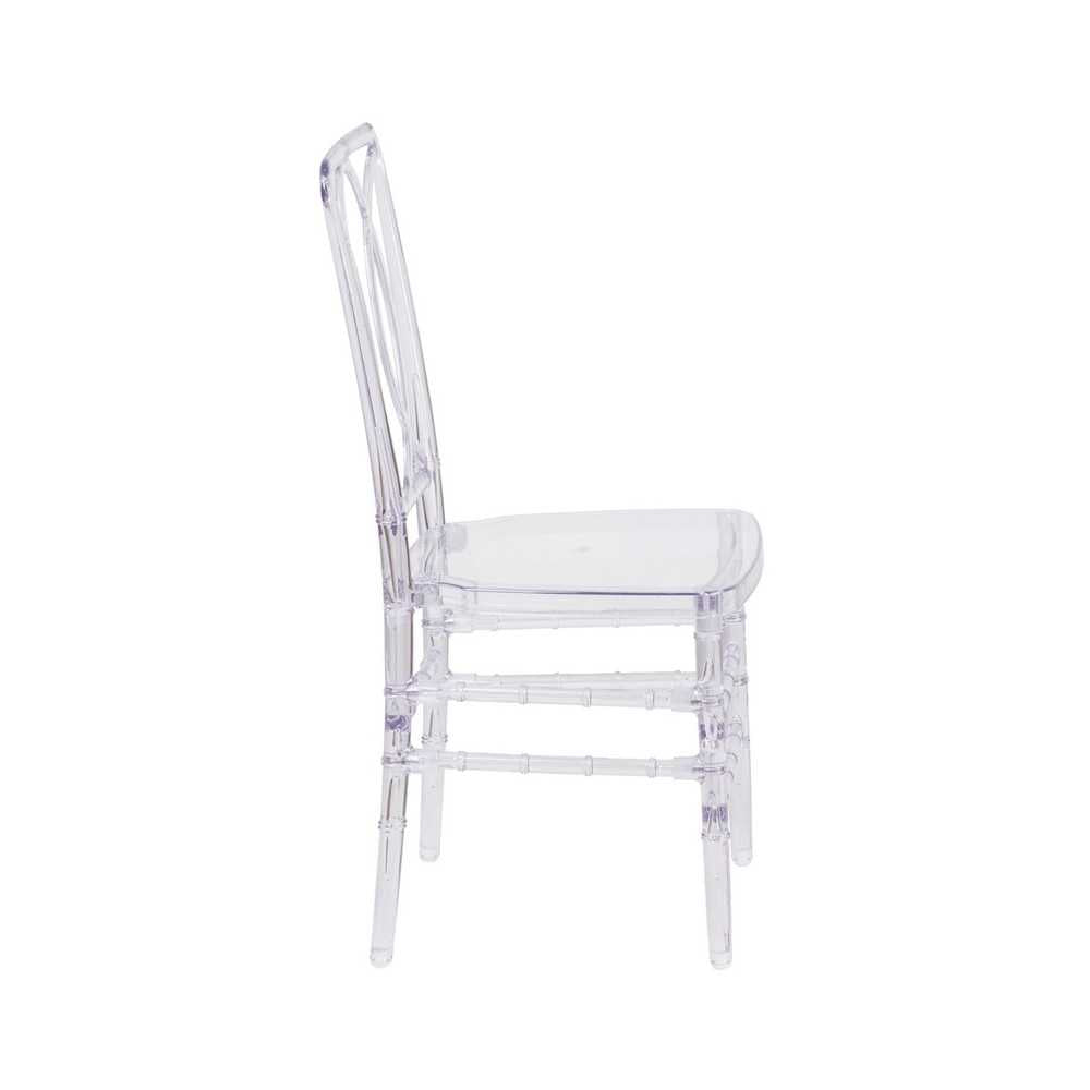 Flash Elegance Crystal Ice Stacking Chair with Designer Back
