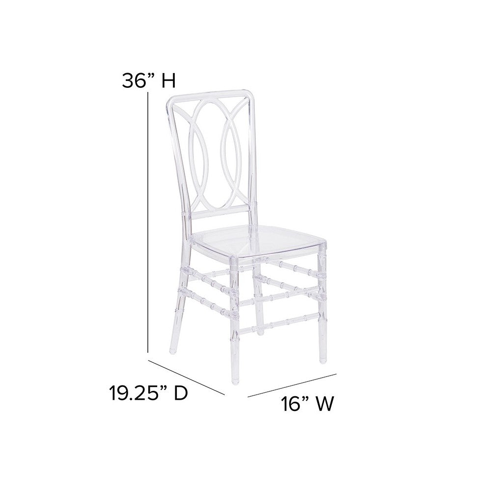 Flash Elegance Crystal Ice Stacking Chair with Designer Back