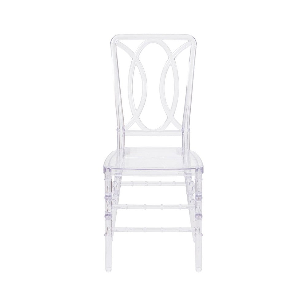 Flash Elegance Crystal Ice Stacking Chair with Designer Back