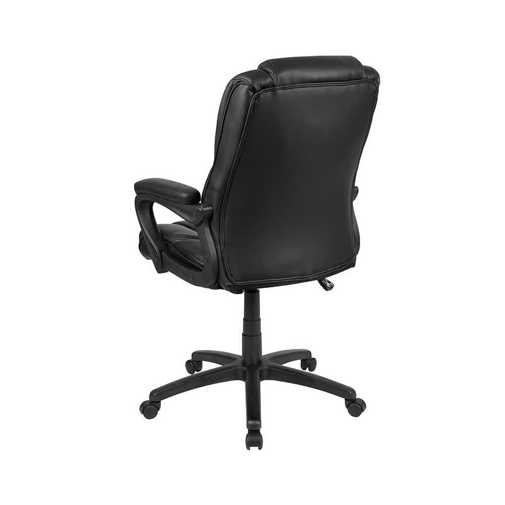 Flash Fundamentals Big & Tall 400 lb. Rated Black LeatherSoft Swivel Office Chair with Padded Arms, BIFMA Certified