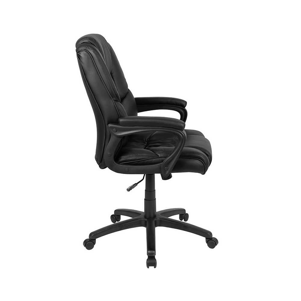 Flash Fundamentals Big & Tall 400 lb. Rated Black LeatherSoft Swivel Office Chair with Padded Arms, BIFMA Certified