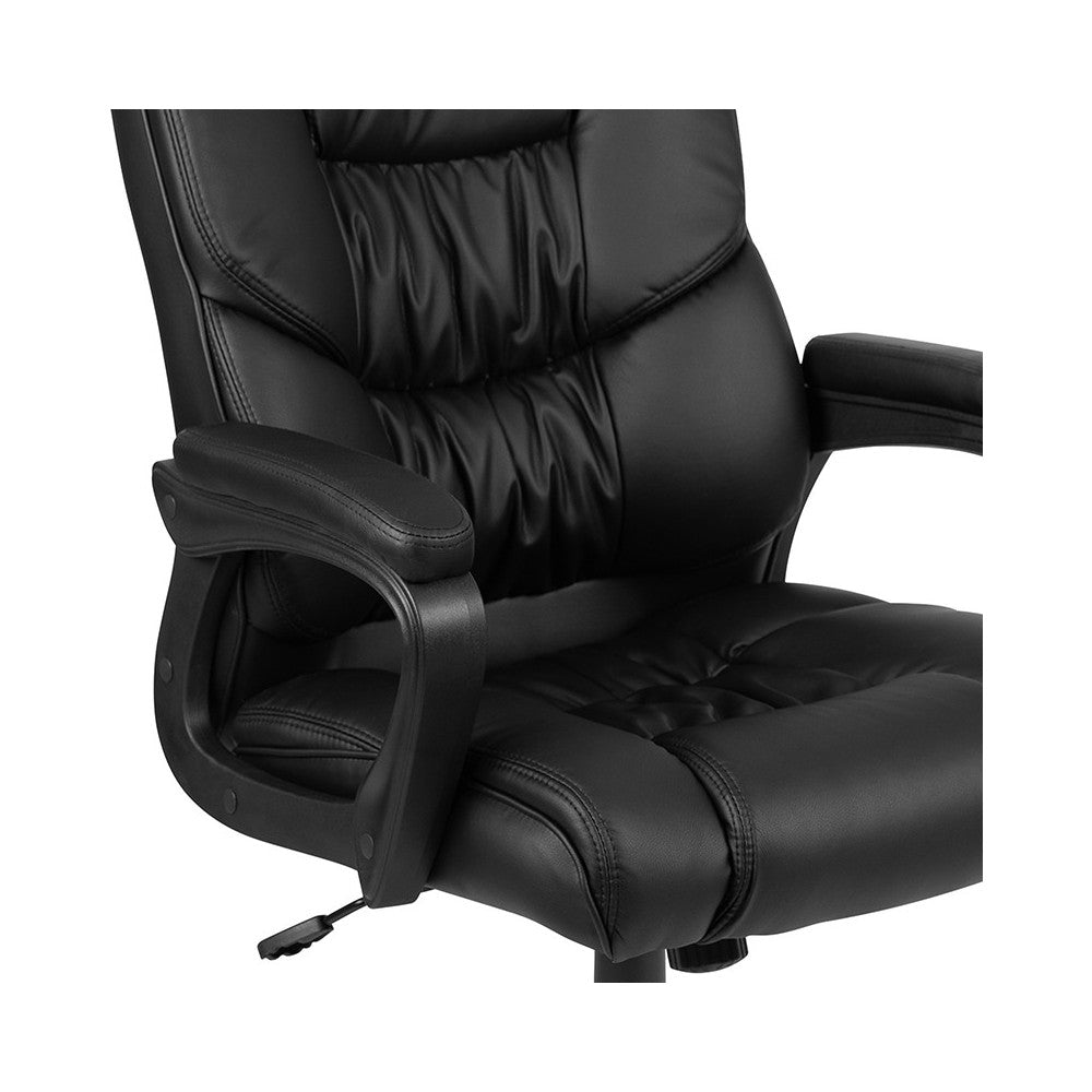 Flash Fundamentals Big & Tall 400 lb. Rated Black LeatherSoft Swivel Office Chair with Padded Arms, BIFMA Certified