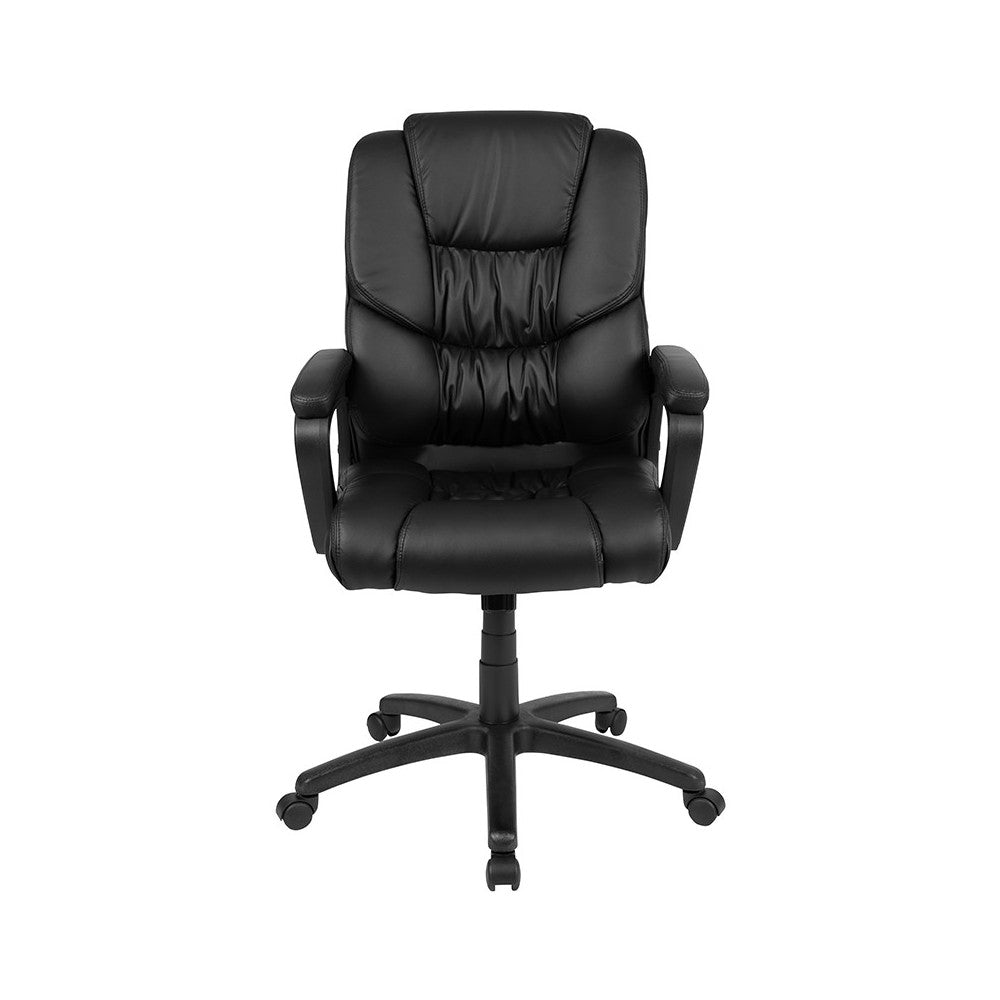 Flash Fundamentals Big & Tall 400 lb. Rated Black LeatherSoft Swivel Office Chair with Padded Arms, BIFMA Certified