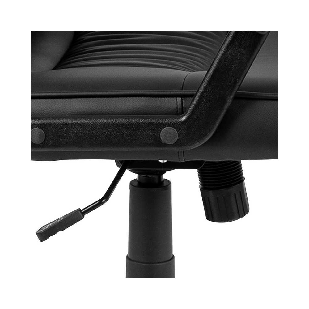 Flash Fundamentals High Back Black LeatherSoft-Padded Task Office Chair with Arms, BIFMA Certified