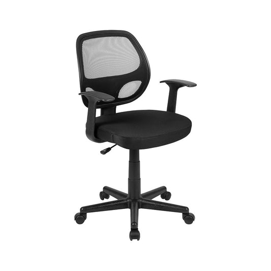 Flash Fundamentals Mid-Back Black Mesh Swivel Ergonomic Task Office Chair with Arms, BIFMA Certified