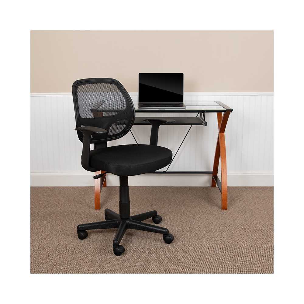 Flash Fundamentals Mid-Back Black Mesh Swivel Ergonomic Task Office Chair with Arms, BIFMA Certified