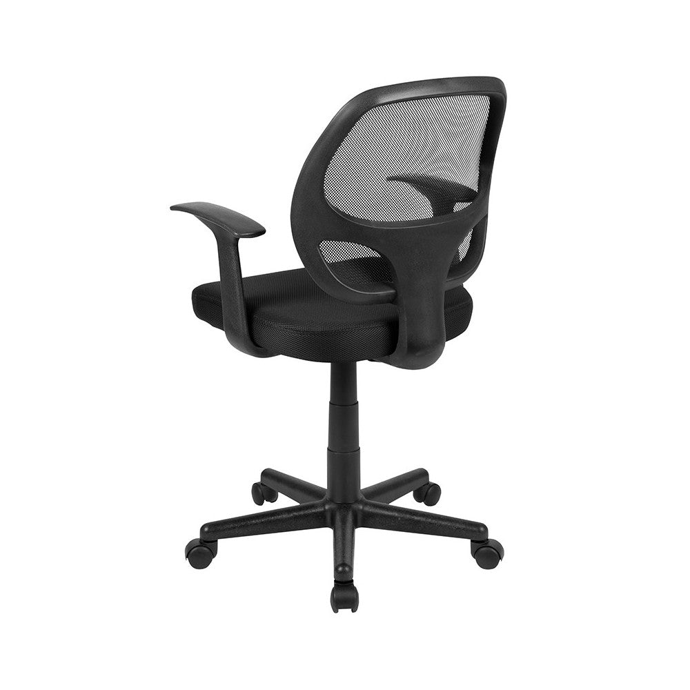 Flash Fundamentals Mid-Back Black Mesh Swivel Ergonomic Task Office Chair with Arms, BIFMA Certified