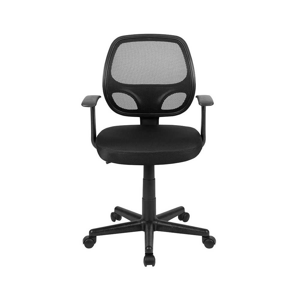 Flash Fundamentals Mid-Back Black Mesh Swivel Ergonomic Task Office Chair with Arms, BIFMA Certified
