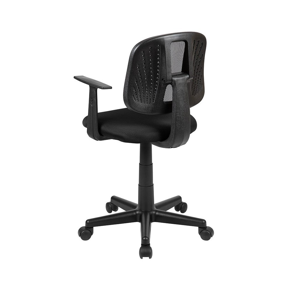 Flash Fundamentals Mid-Back Black Mesh Swivel Task Office Chair with Pivot Back and Arms, BIFMA Certified