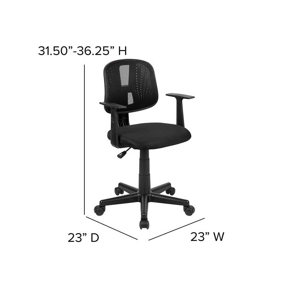 Flash Fundamentals Mid-Back Black Mesh Swivel Task Office Chair with Pivot Back and Arms, BIFMA Certified