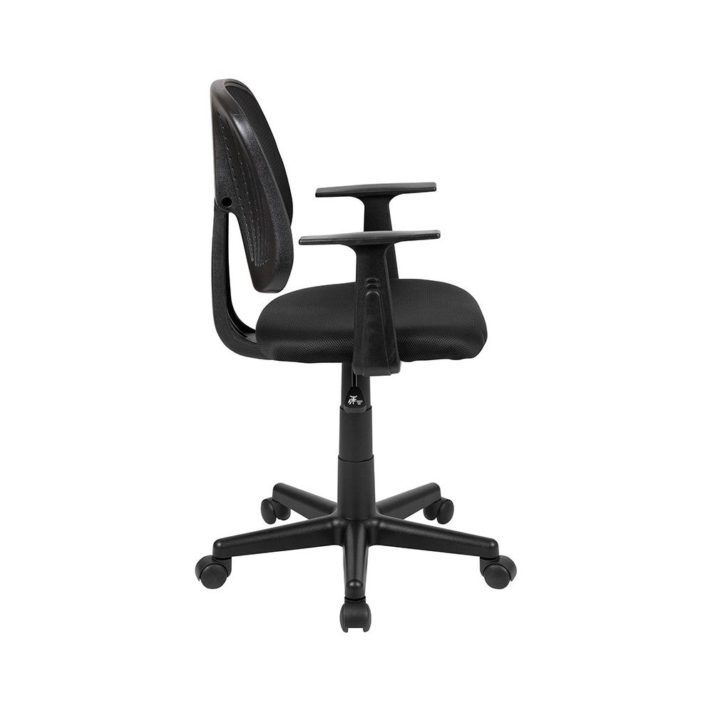 Flash Fundamentals Mid-Back Black Mesh Swivel Task Office Chair with Pivot Back and Arms, BIFMA Certified
