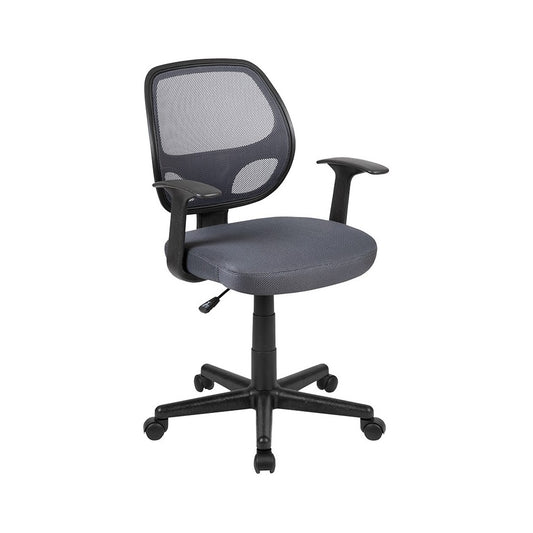 Flash Fundamentals Mid-Back Gray Mesh Swivel Ergonomic Task Office Chair with Arms, BIFMA Certified
