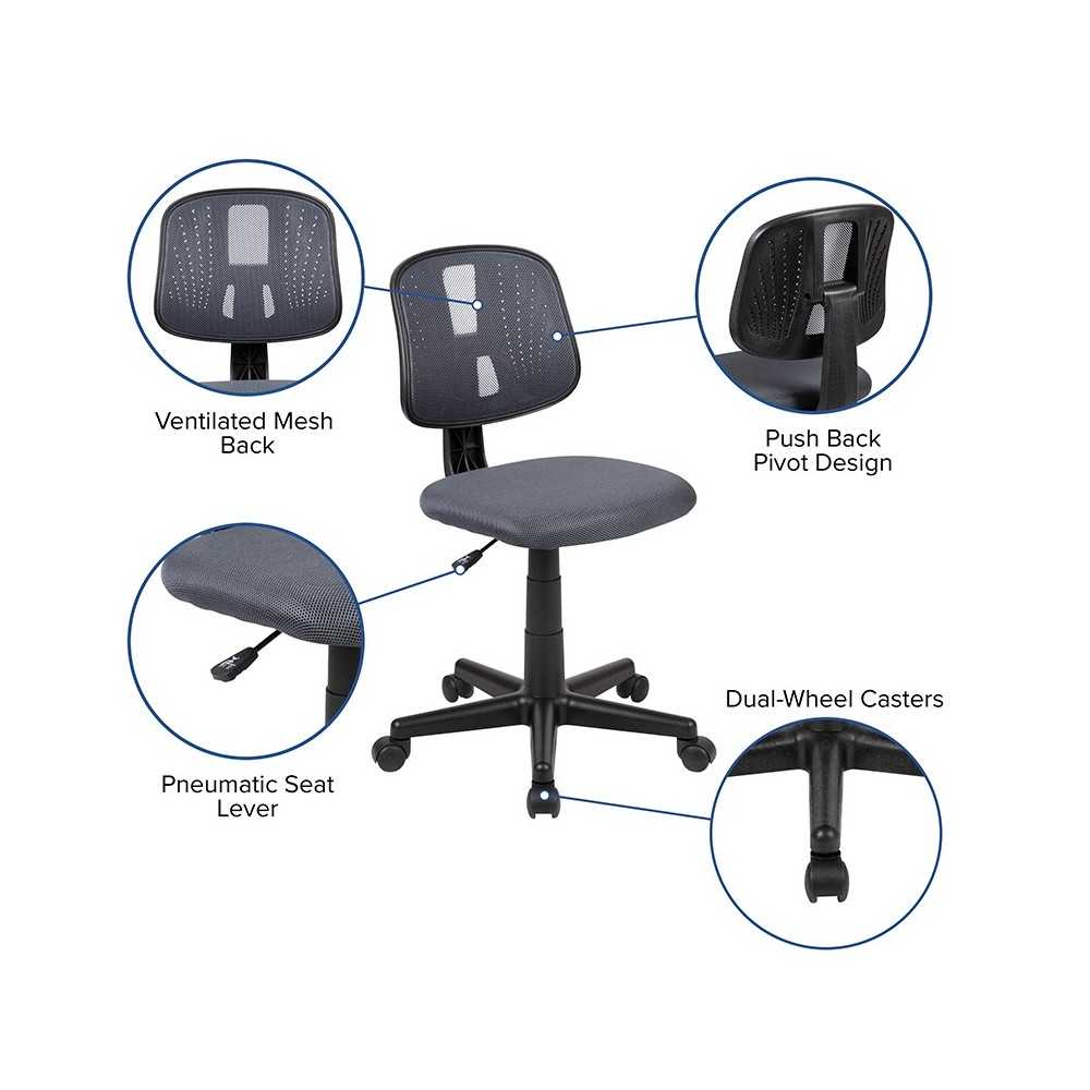 Flash Fundamentals Mid-Back Gray Mesh Swivel Task Office Chair with Pivot Back, BIFMA Certified