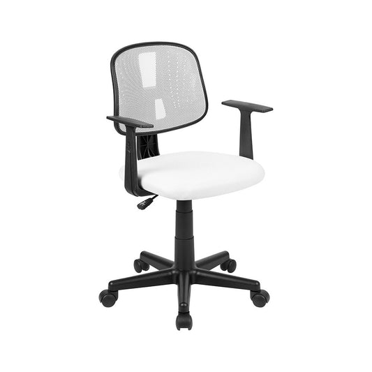 Flash Fundamentals Mid-Back White Mesh Swivel Task Office Chair with Pivot Back and Arms, BIFMA Certified