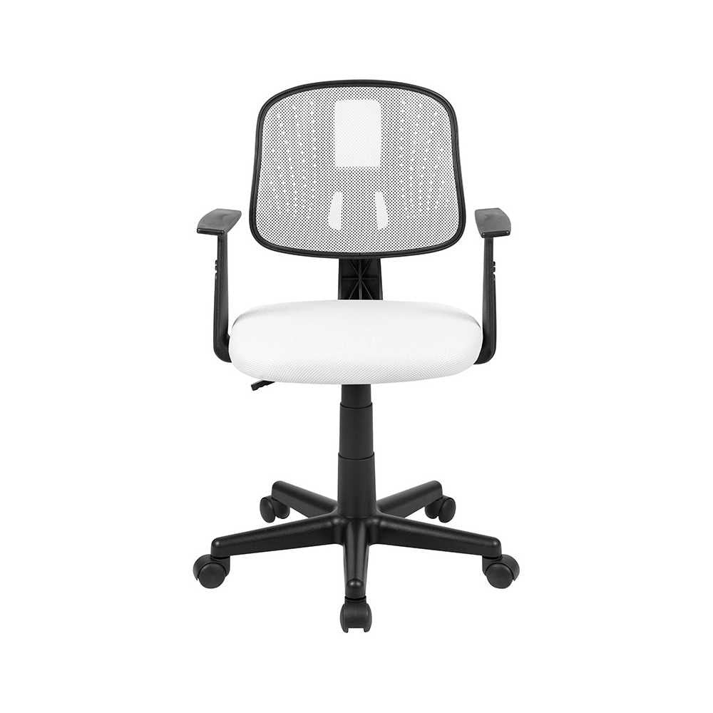 Flash Fundamentals Mid-Back White Mesh Swivel Task Office Chair with Pivot Back and Arms, BIFMA Certified