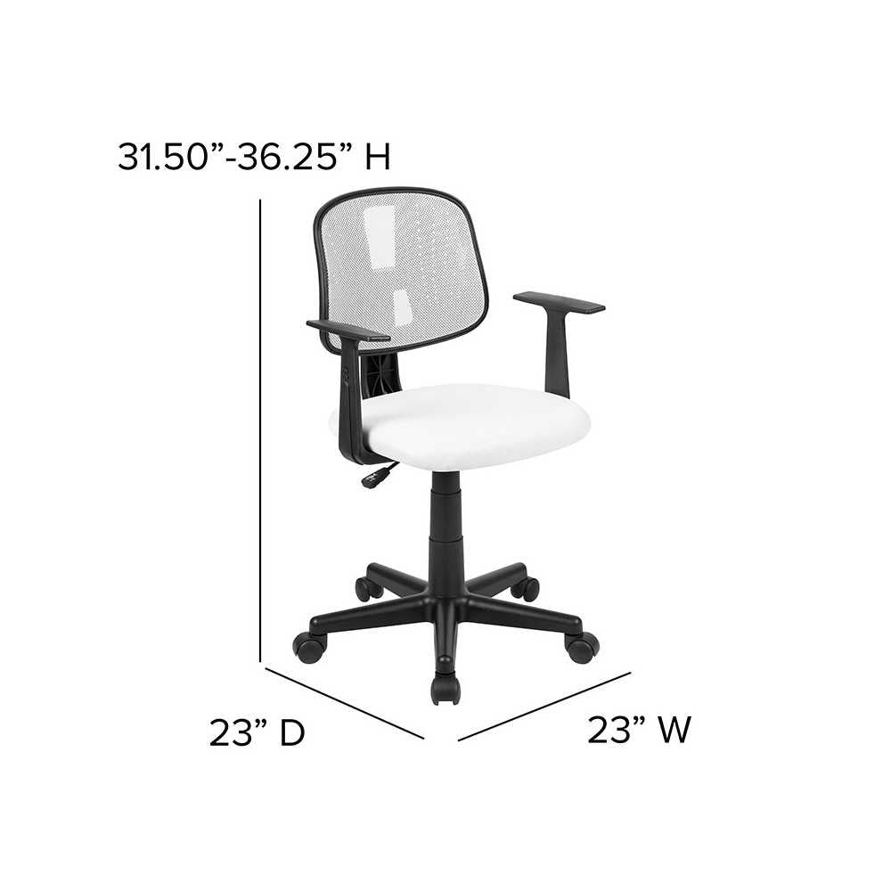 Flash Fundamentals Mid-Back White Mesh Swivel Task Office Chair with Pivot Back and Arms, BIFMA Certified