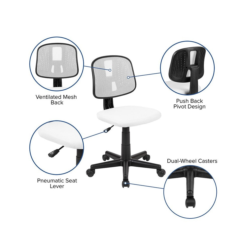 Flash Fundamentals Mid-Back White Mesh Swivel Task Office Chair with Pivot Back, BIFMA Certified