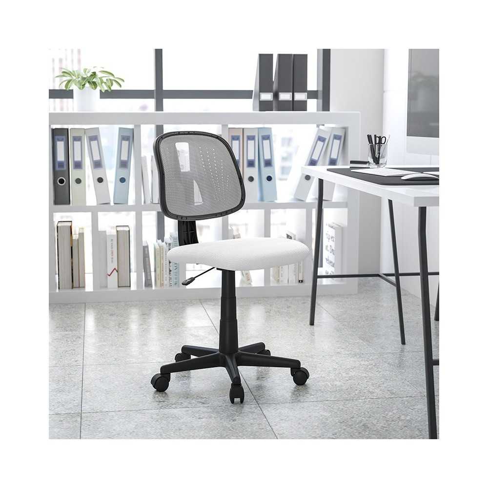 Flash Fundamentals Mid-Back White Mesh Swivel Task Office Chair with Pivot Back, BIFMA Certified