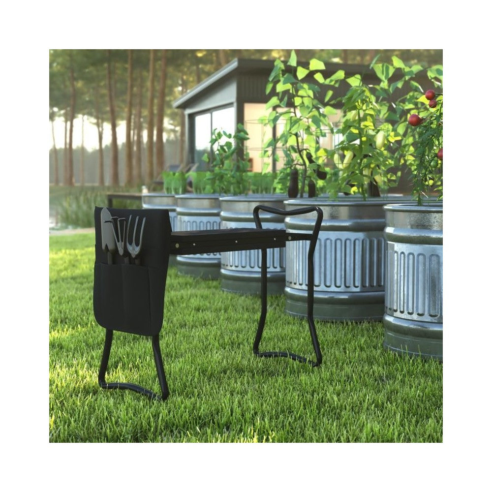 Flash Furniture Assisi Black Metal Garden Kneeler TLH-105-BK-GG
