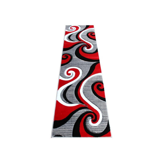 Flash Furniture Athos Collection 2x7 Red Abstract Rug KP-RG952-27-RD-GG