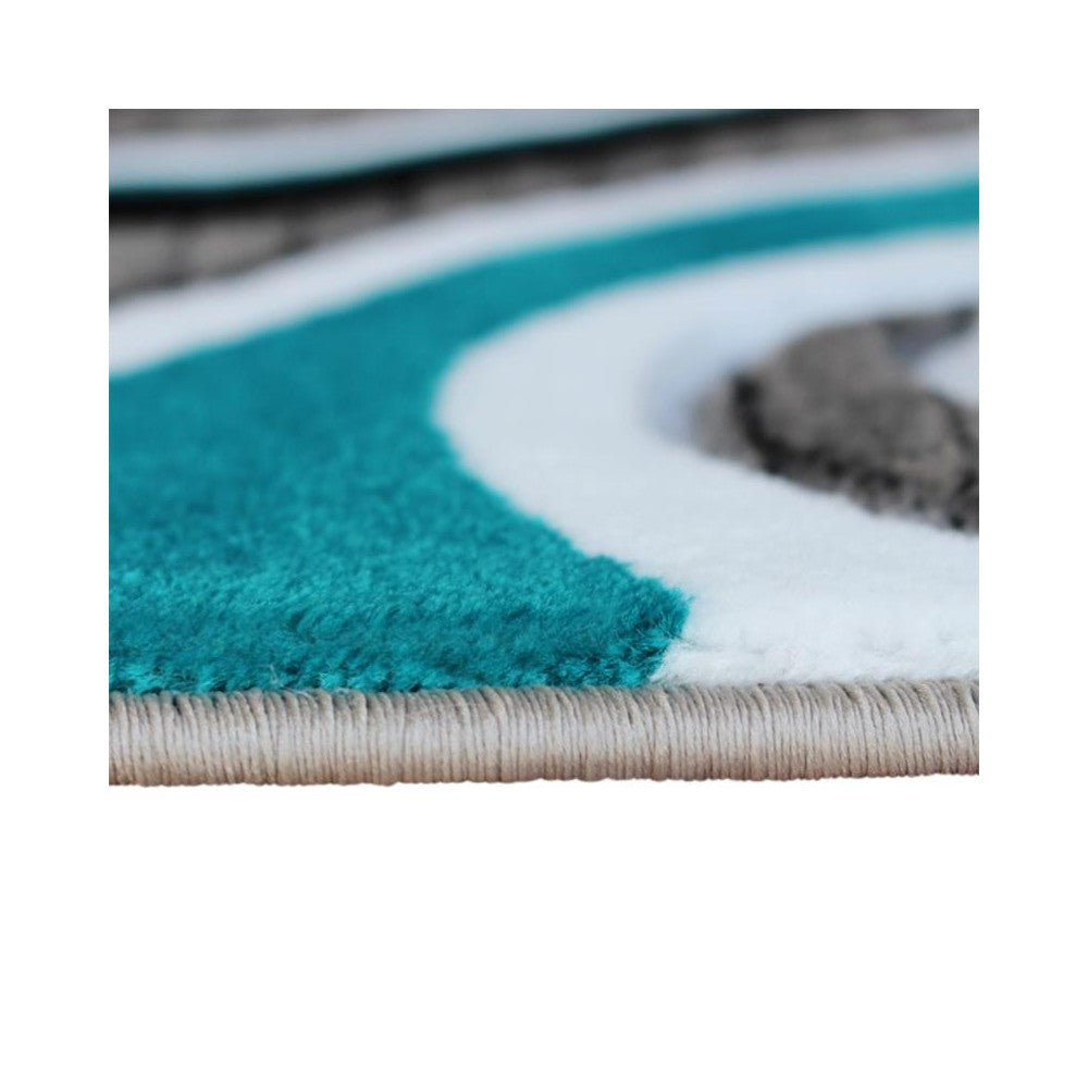 Flash Furniture Athos Collection 2x7 Turquoise Abstract Rug KP-RG952-27-TQ-GG
