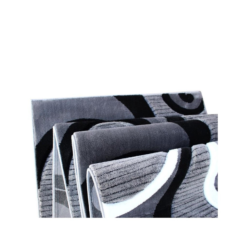 Flash Furniture Athos Collection 3x10 Gray Abstract Rug KP-RG952-310-GY-GG